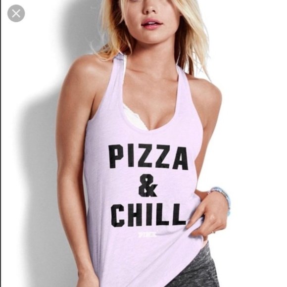PINK Victoria's Secret Tops - PINK Victoria's Secret 'Pizza & Chill' Tank Top Size XS
